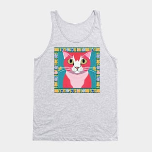 Pink cat in the frame Tank Top